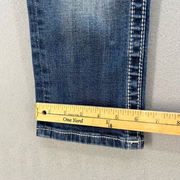 Miss Me Jeans Women's 25 (0) Dark Blue Signature Cuffed Capri Zipper Moto - Picture 8 of 14